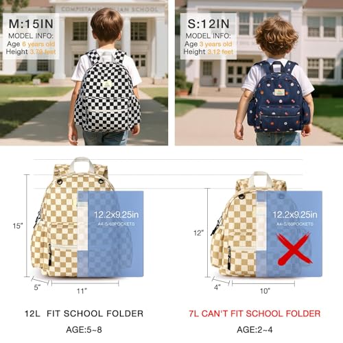 Image of STEAMEDBUN Corduroy Toddler Backpack for Girls 2-4: Kids backpack for Boys Girls - 12 inch Preschool Kindergarten Backpacks - Checkered