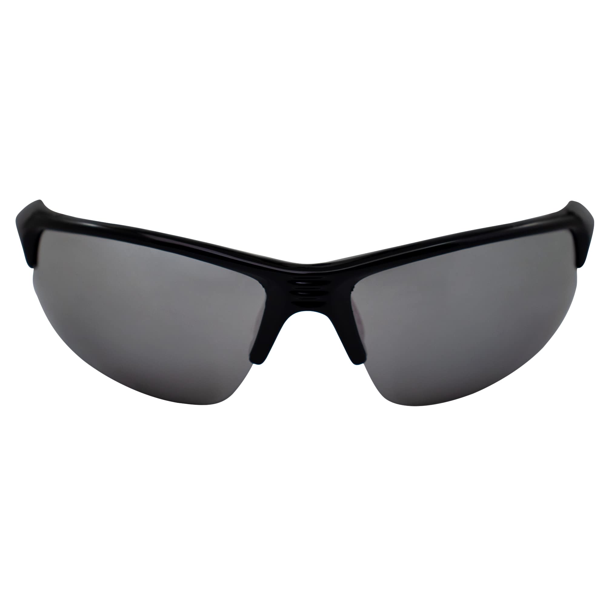 AlterImage Arrow Wraparound Sports Retro Sunglasses for Men or Women Black Semi-Rimless Frame w/Coinjected Red Rubber Tips & Flash Mirror Lenses