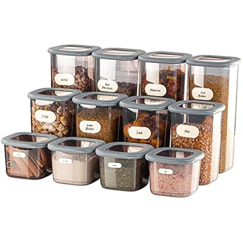Viwares Vorratsdosen mit Deckel Luftdicht | 12er Vorratsbehälter Set | BPA-FREI | Zur Müsli Mehl und Zucker Aufbewahrung | Praktische Aufbewahrungsbox Küche für alle Lebensmittel Cover