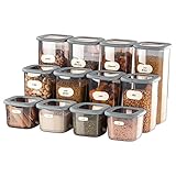 VIWARES Vorratsdosen mit Deckel | 12er Vorratsbehälter Set | BPA-FREI | Zur Müsli Mehl und Zucker Aufbewahrung | Praktische Aufbewahrungsbox Küche für alle Lebensmittel