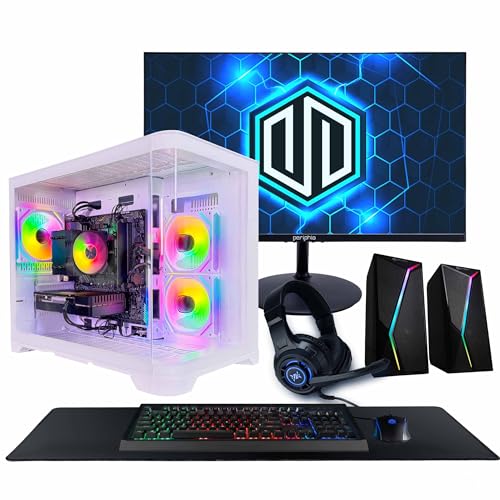 Periphio Atlas Gaming PC, AMD Ryzen 5 5500 up to 4.2GHz with Radeon RX 6500XT 4GB GPU (Gaming Optimized), 16GB RAM, 1TB SSD, WiFi, Windows 11 Desktop, White, Full Battlestation
