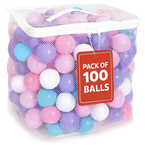 MW SPORTS Play Balls for Ball Pit, Plastic Crush Proof, Phthalate & BPA Free, Pastel Colors. (100...