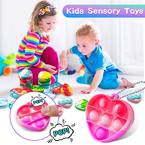24 Pcs Pop Fidget Toys Its Party Favors For Kids,Mini Pop Keychain Fidget Toy Bulk Toddler Toys Sensory Toys Fidget Packs Party Fidget Toys Classroom Birthday Gift For Girls Boys #TOP4