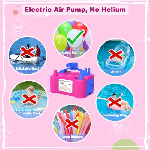 IDAODAN Electric Balloon Pump, Portable Electric Balloon Blower Machine Balloon Air Pump Dual Nozzle Rose Red 110V 600W Balloon Inflator for Party Decorations by ID IDAODAN - Image 6