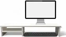 Suporte Para Monitor Elevado Mesa Home Office Setup Gamer Organizador MDF 80cm (Branco)