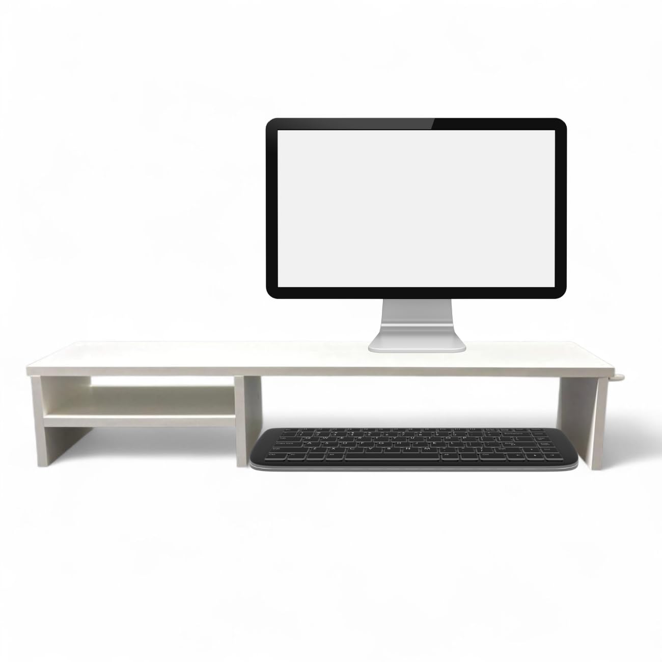 Suporte Para Monitor Elevado Mesa Home Office Setup Gamer Organizador MDF 80cm (Branco)