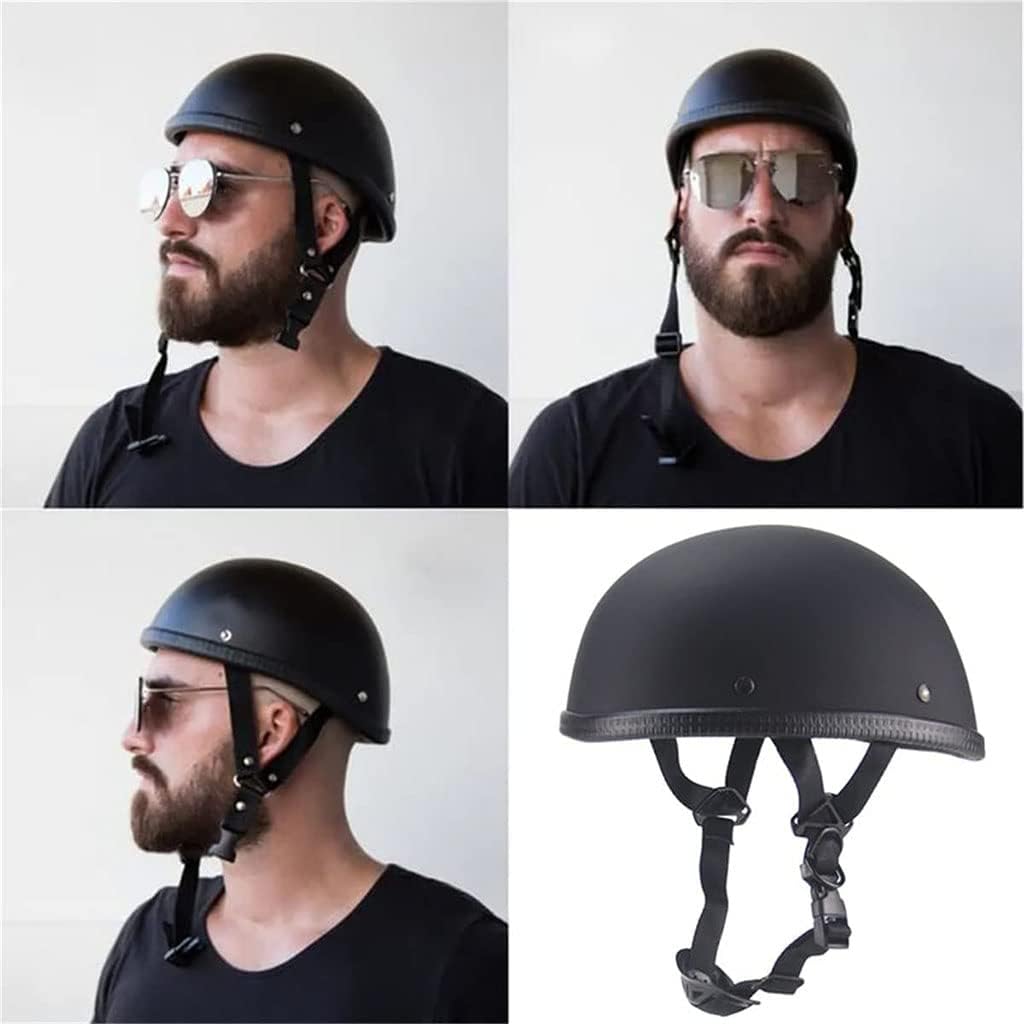 German Style Motorcycle Helmet Retro Half Face Open Face Riding Beanie Helmet for Men Women,Adult Skull Cap Urban Scooter Chopper Street Sunscreen Moped Helmet DOT Approved-Matte-Small