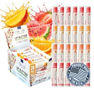 CHAP-LIP Original Lip Balm Hydrating Bulk Pack with Fruit Flavors, Coconut Oil, and Cocoa Butter - Made in the USA, 24 Pack