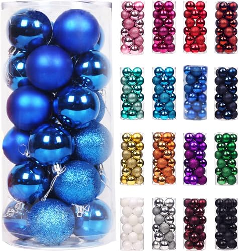 Treer 24 Stück Weihnachtskugeln Kunststoff Christbaumkugeln Set,...