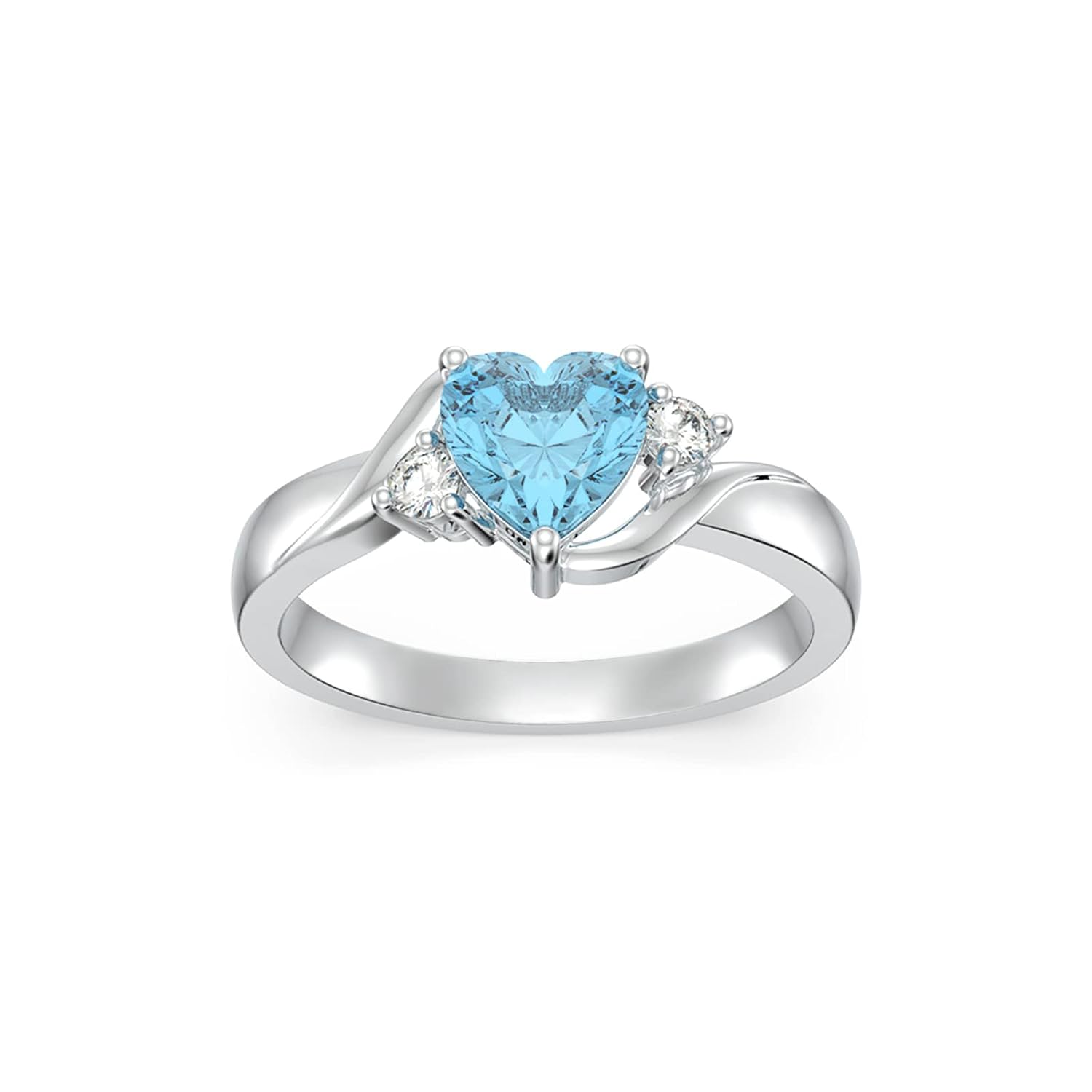 Heart Crystal Rings 925 Sterling Silver Minimalist Solitaire 12 Month Birthstone Rings Personalized Engraved Name Ring Birthday Promise Jewelry Gift for Women (with Gift Box) - Image 9