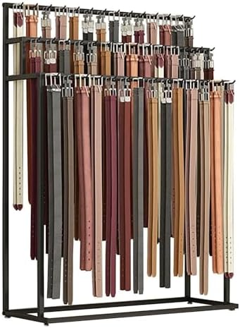 Metal Belt and Tie Hanger for Closet Organization, Space-Saving Scarf and Accessories Rack, Commercial Use Tank Top and Bra Shelf (Black, 70x40x150CM)