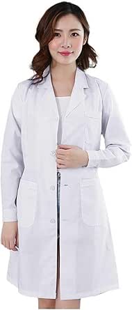 Blouse Blanche Chimie Lycee Coton Blouse Medicale Homme Femme Laboratoire Manche Longue Chemise De Médecin Médical Avec Poche Et Bouton Pour Chimie étudiant Et Lycée Hospital Industriel Unisexe