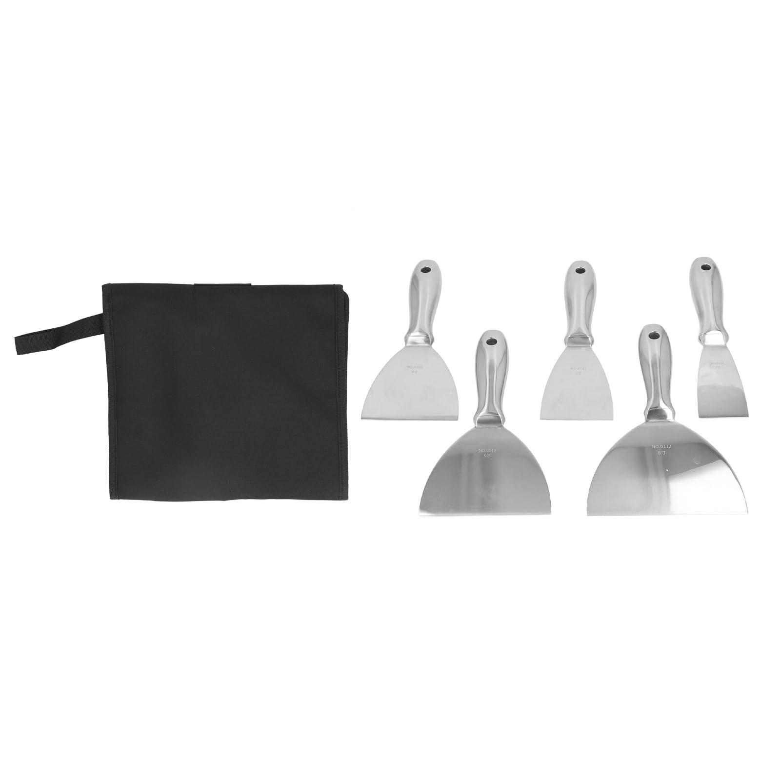 WALFRONT Ensemble de Grattoirs à Mastic en Acier Inoxydable, Lames Métalliques Durables, Tailles de 2 à 6 Pouces pour le Nettoyage du Plâtre et du Coulis