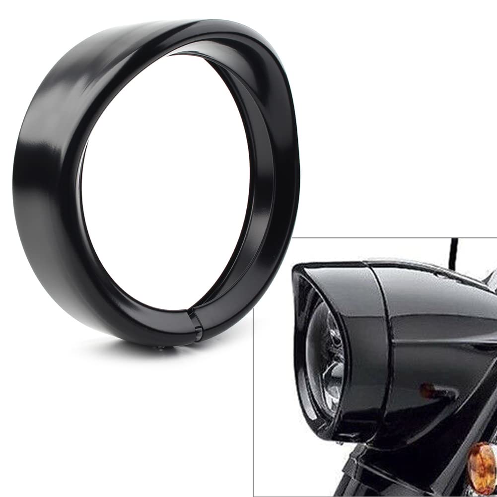 HDBUBALUS 7" Headlight Bezel Trim Visor Ring – Fits Harley Touring, Dyna, Softail, LED Ready
