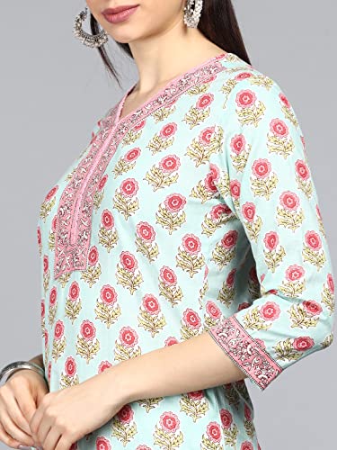 Image of Vaamsi Women's Pure Cotton Floral Printed Straight Kurta Set With Dupatta | kurta sets for woman