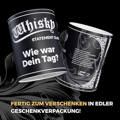 Foto von HECHTTAG Whisky Statement Glas 310 ml | Guter Tag, Schlechter Tag, Frag nicht | Geschenke für Männer, Papa zum Geburstag, Vatertagsgeschenk Whiskyglas mit Geschenkbox | Wie war Dein Tag?