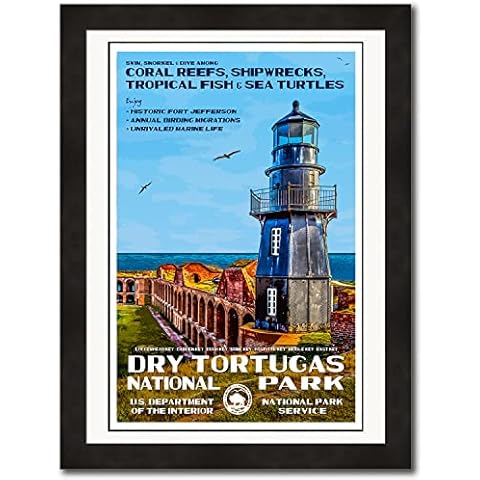 National Park Posters Dry Tortugas National Park, Add Some Retro Flair To Your Home - Original Vintage National Park Decor Design by Robert B. Decker - 100% Recycled Material - Unframed - 13" x 19" Cover