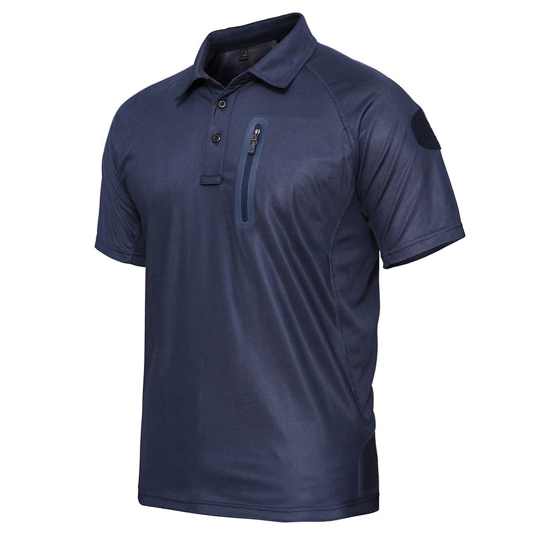 Maglietta a Maniche Lunghe da Uomo a Manica Lunga con Taschino sul Petto Tattico Militare all'aperto Quick-Dry T-Shirt (Blu M)