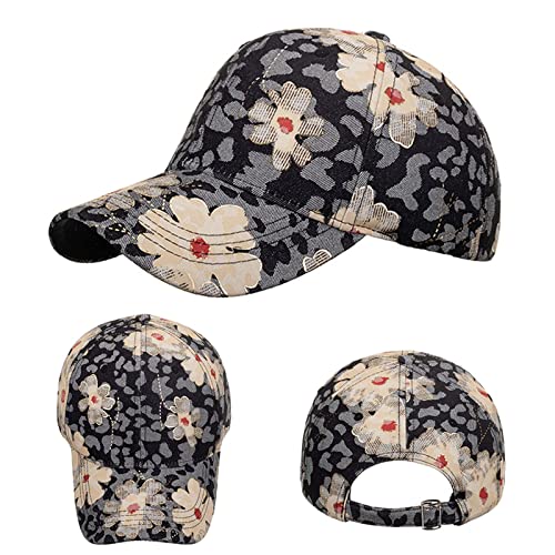 Fashion Women Men Sport Flowers Print Breathable Beach Baseball Cap Hip Hop Hat Sun Hat Yoga Hats For Men Black #TOP1