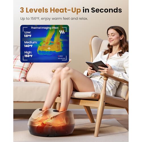 Image of BOB AND BRAD Foot Massager Machine with Heat, FSA Eligible HSA Shiatsu Foot Massager for Plantar Fasciitis & Neuropathy with Kneading & Compression, Cordless Remote Control, Gift for Family, Size 14