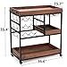 HOMHUM Rolling Bar Cart for Home, Wood Tabletop Kitchen Island w/Wheels, Wine Trolley Utility Storage Cabinet, 15.7 x 36.6 x 35.4 Inches, Towel Spice Rack (Style 4, Brown2)