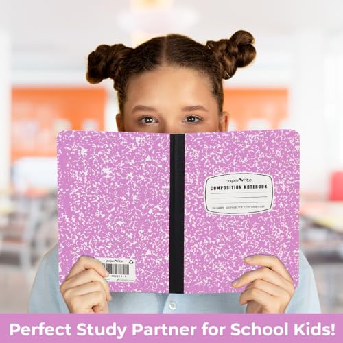 Paper Rite Assorted Marble Composition Notebook Wide Ruled (9.75x7.5 in), 100 Sheets | 200 Pages | For School, Office, Students, Teachers (4, Pink) - Image 3