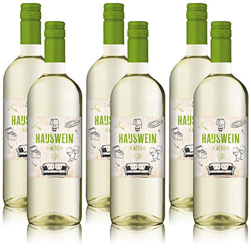 6 Flaschen Hauswein Weiss Pfalz Weißburgunder, Weisswein Weinpaket (6 x 1,0 l) Cover