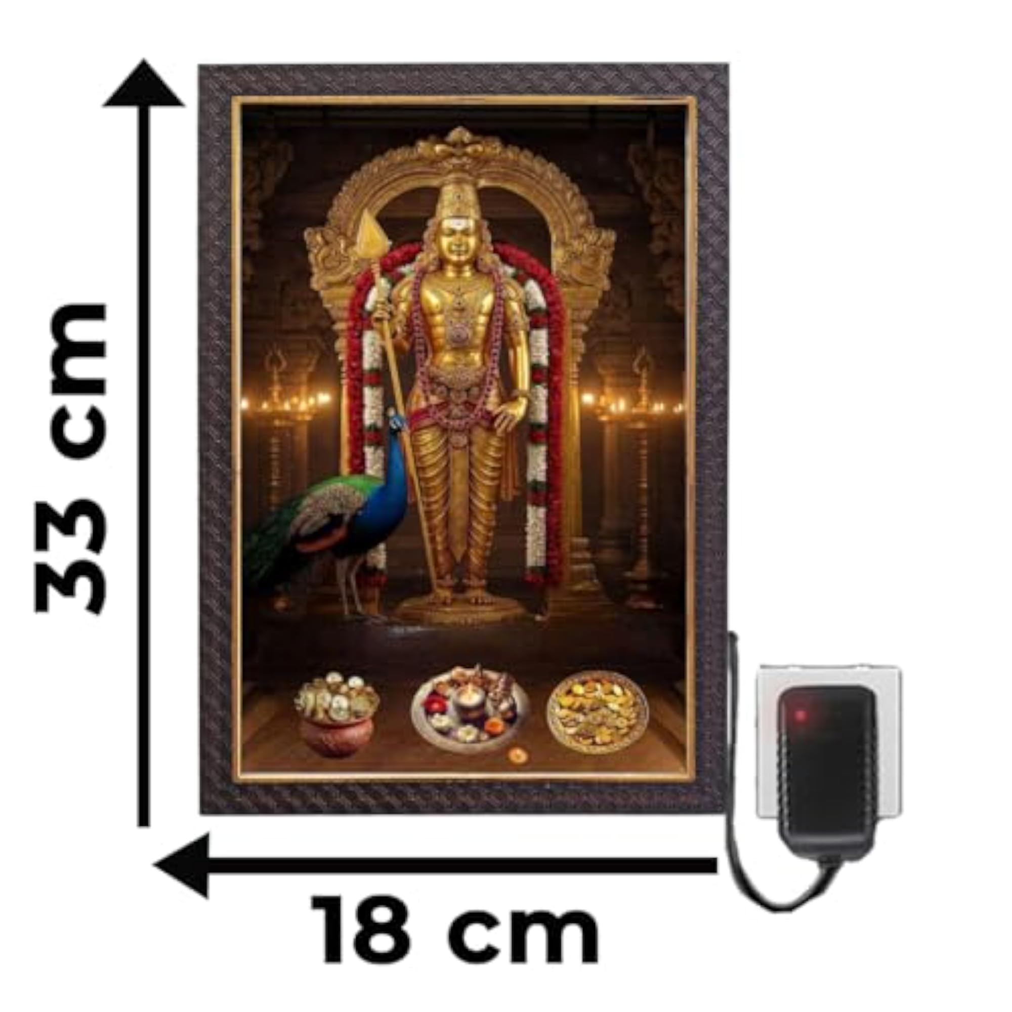 LED Photo Frame with Adaptor, Lord Murugan Wall Decor
