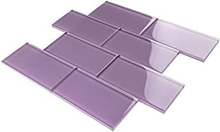 Tenedos Purple Rain 3x6 Glass Subway Wall Tile for Kitchen Backsplash, Bathroom, Shower, Accent Walls & Pool (Box of 40 Tiles, Covers 5 Sq Ft)