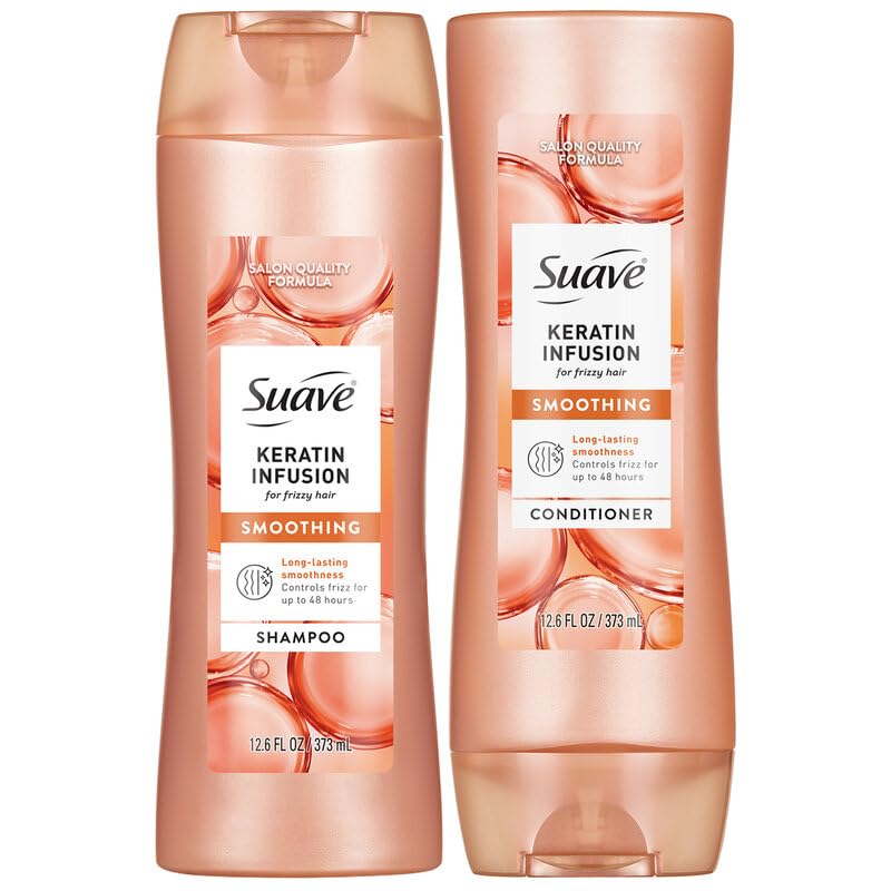 Shampoo and Conditioner Set, Keratin Infusion, Smoothing – Keratin Hair Treatment & Detangler, 48H Frizz Control, Anti-Frizz Hair Products, 12.6 Oz Ea (2 Piece Set)