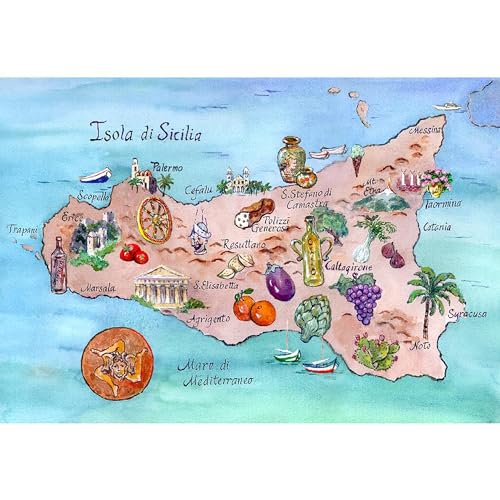 Taza de cerámica 11 oz con diseño Map of Sicily miniatura 2