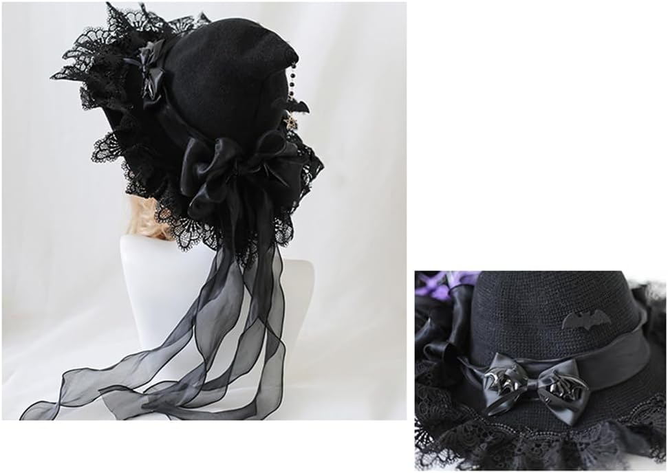 Witch Hats for Women Lolita Magic Wizard Hat for Adult Halloween Costume Witch Hat Cosplay Accessory