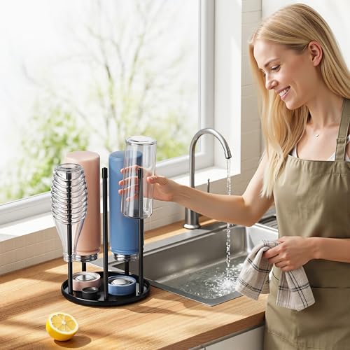 niffgaff Bottle Drying Rack – Ceramic Base Bottle Organizer for Countertop, Baby Bottle Rack, Water Bottle Storage Rack, Black by niffgaff - Used condition - Image 2