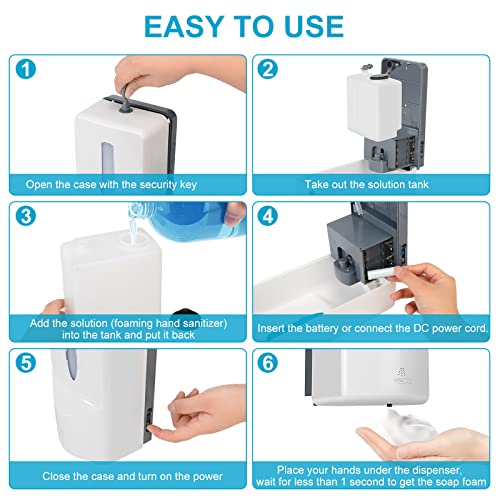 Tosukai Automatic Foaming Soap Dispenser Wall Mounted, 33.8Oz./1000Ml Touchless Hand Sanitizer Dispenser For Commercial And Household (Soap) #TOP5