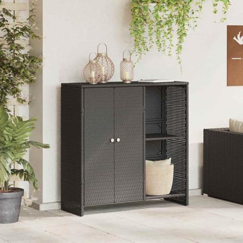 Qnhdfrt Aufbewahrungsschrank Schwarz 100x36x102 cm Rattan Modernes...