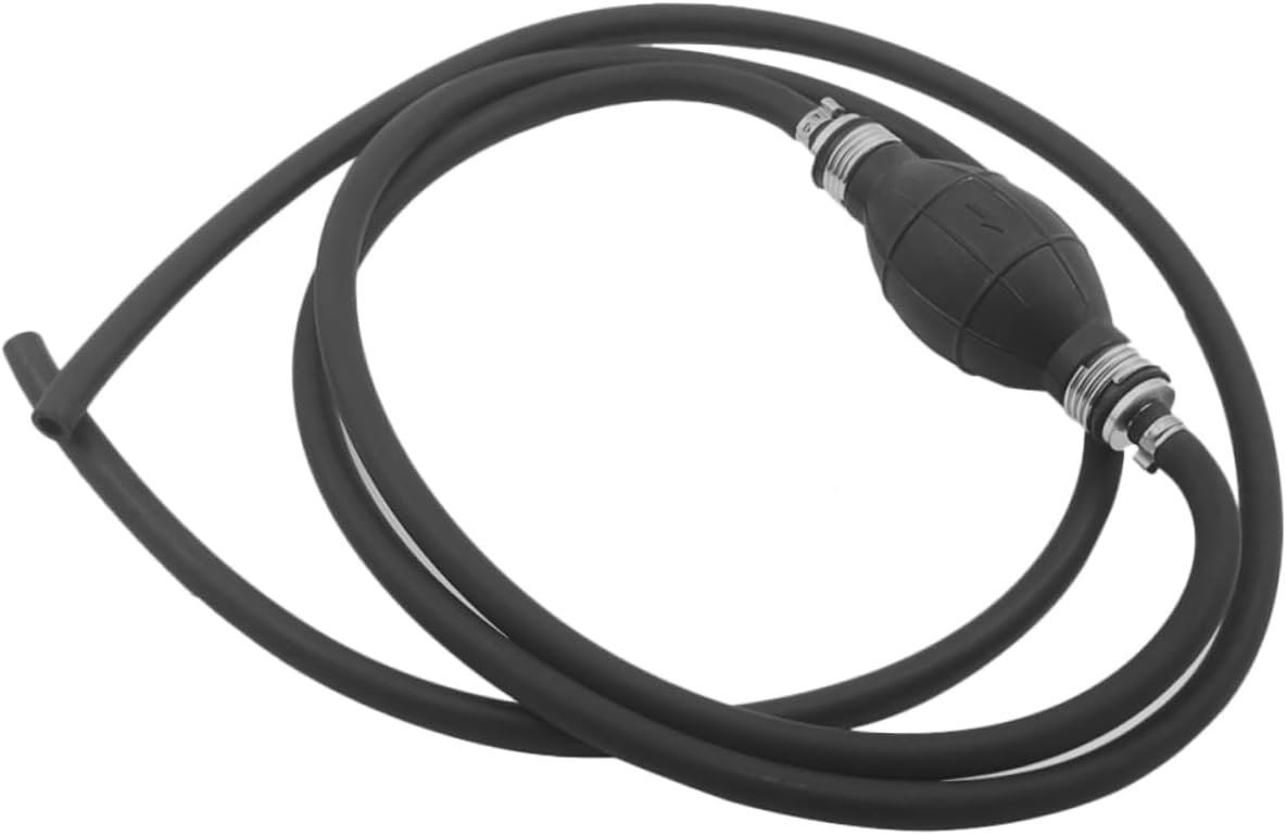 Portable Fuel Transfer Pump with Thick Hose Manual Siphon for Gas Water Oil Easy Use Automotive Hand Pump for Emergency Liquid Extraction