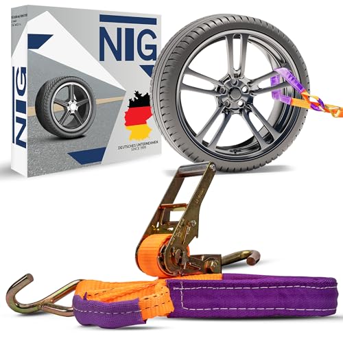 NTG 4 x 35mm Spanngurt Auto Transport Zurrgurt Radsicherung PKW Reifengurt