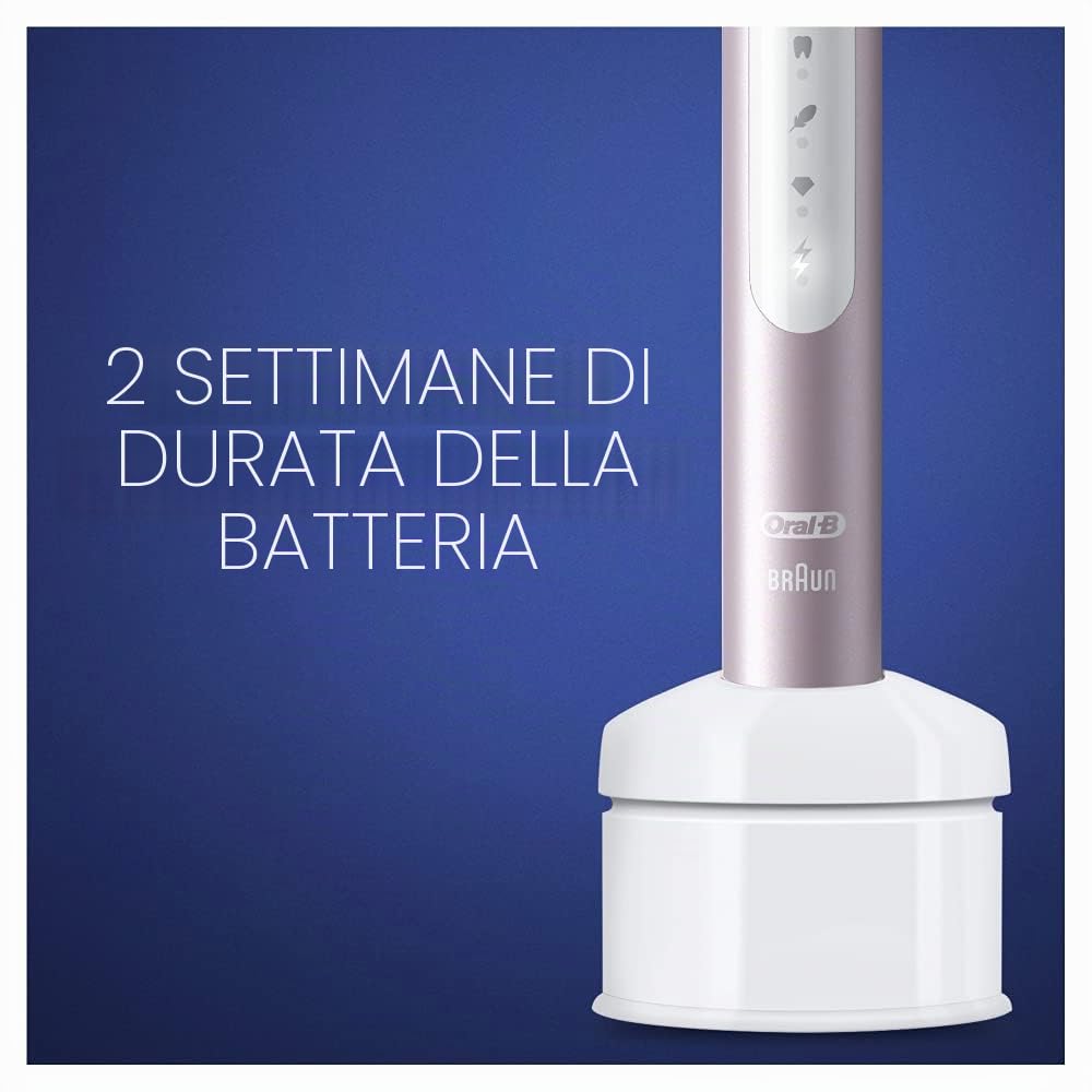 Oral-B Pulsonic Slim Luxe 4900 - Spazzolino elettrico sonico elettrico, confezione doppia con 2 testine di ricambio, 3 modalità di pulizia, progettato da Braun, nero e oro rosa