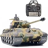 GKSCXEXE ラジコン 戦車 ドイツ陸軍重戦車 キング・タイガー RC 7.0ver 1/16スケールモデル 重戦車 2.4GHzリモコン 7.0システム タイガーII 伸縮可能砲管搭載 BB弾発射・赤外線・発煙・サウンド・ライト 約50m距離のリモートコントロール プラモデル 基礎版 誕生日 クリスマス 新年 プレゼント