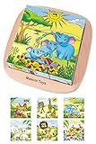 puzzle bambini 3 anni in legno e libro da colorare - giochi educativi montessori con cubi impilabili - certificato ce regalo di natale o di compleanno