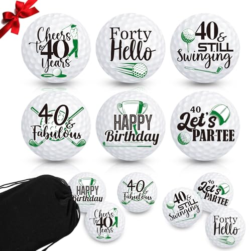 Sonwyoung 6 Pcs Birthday Golf Balls Gift Funny Golfer Gift Set Golf Birthday Set Professional Practice Ball for Men Golfers(40th)