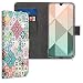 Produktbild kwmobile Hülle kompatibel mit Samsung Galaxy A40 - Kunstleder Wallet Case mit Kartenfächern Stand Marokkanische Fliesen bunt Blau Rot Hellbraun