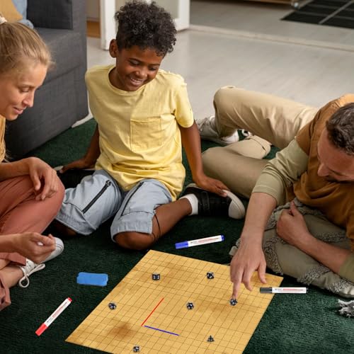 Dungeon Grid Game Mat Doppelseitige Rpg Matte 50x50cm Trockenlöschmatte Würfel für DND Zubehör mit 4 Trocken Abwischbare Marker 1WhiteboardRadierer 7 Würfel für Kriegsspiele Brettspiele Accesorie