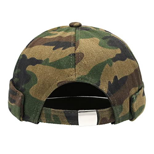 Image of 2 Pcs Mens Brimless Docker Cap Set - Retro Worker Sailor Skull Cap Beanie with Rolled Cuff