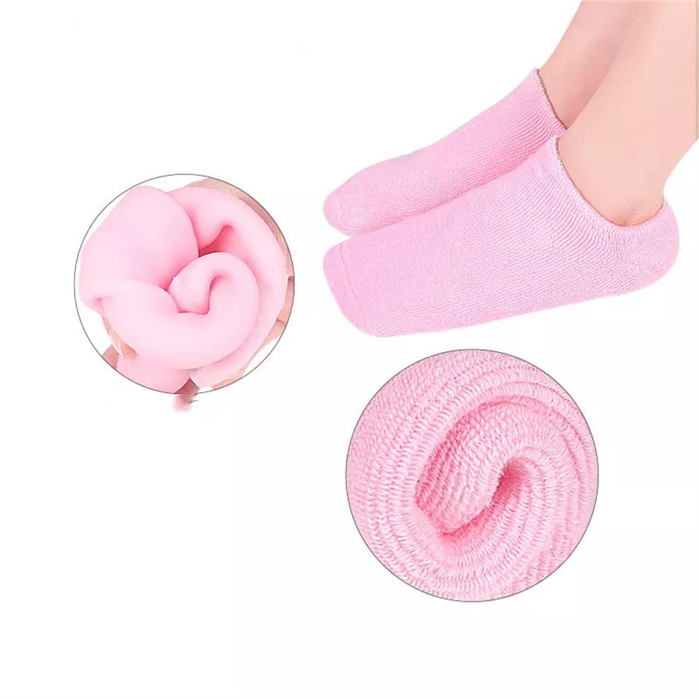 WalTok Socks Moisturizing Overnight, Cotton Spa Gel Moisture Short Socks Gel Inner Lining Infused with Essential Oils, Best for Repairing Softening Dry Cracked Feet Skins