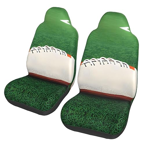 fanruoxian White Rugby Ball Sarung JOK Mobil Depan, Dapat Dicuci, Untuk Mobil, Cocok Untuk Sebagian Besar Kursi, Set 2, Black
