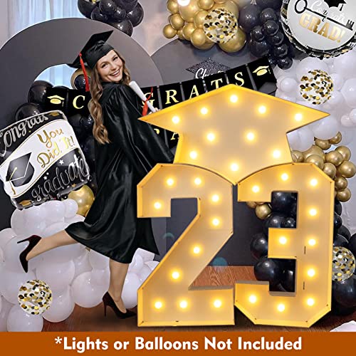 Zpisf 5Ft Graduation Decorations Class Of 2023, 60" 2023 Marquee Numbers Pre-Cut Frame Kit, Marquee Light Up Letters 23 With Graduation Cap For Preschool High School College Prom Party Decor #TOP5