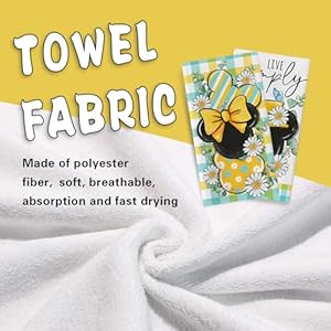 Spring Summer Kitchen Dish Towels Set of 2 Yellow Teal Plaid Stripes Drying Hand Towels Live Simply Baking Cooking Cloth Daisy Flower Farmhouse Home Kitchen Decoration 18×26 Inch