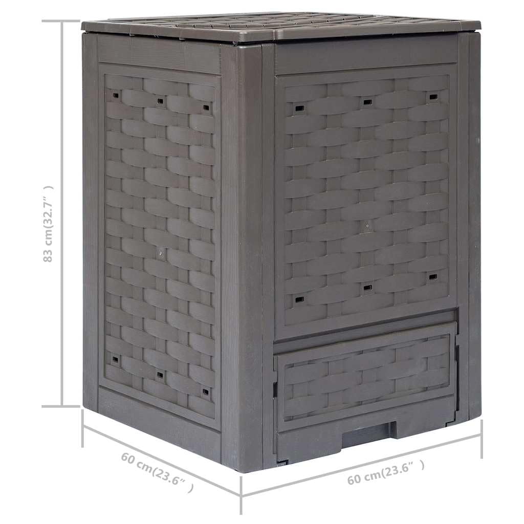 Composteurs de Jardin en Plastique rotin 3 pièces 60x60x83 cm 900 L pour Recyclage de déchets organiques Feuilles Herbe épluchures compostage extérieur Balcon Potager