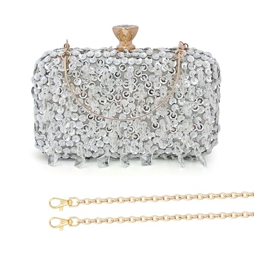 Sac de soirée à paillettes et perles grand format luxe - 5